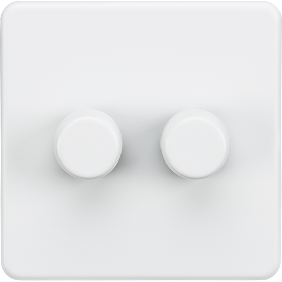 Picture of 2 Gang 2-Way 10-200W (5-150W LED) Intelligent Dimmer - Matt White 