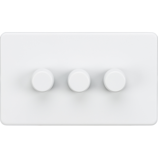 Picture of 3 Gang 2-Way 10-200W (5-150W LED) Intelligent Dimmer - Matt White 