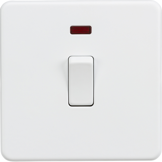 Picture of 20A 1 Gang Double Pole Switch with Neon - Matt White 