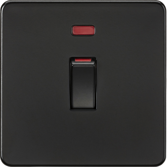 Picture of 45A DP Switch with Neon (1G size) - Matt Black