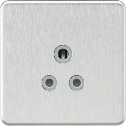 Picture of 5A Unswitched Round Socket - Brushed Chrome with Grey Insert