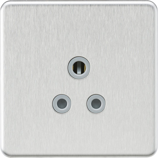 Picture of 5A Unswitched Round Socket - Brushed Chrome with Grey Insert