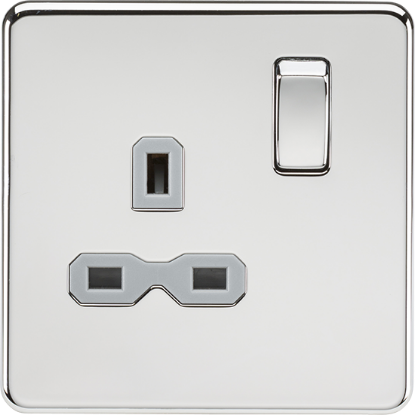 Picture of 13A 1G DP Switched Socket - Polished Chrome with Grey Insert