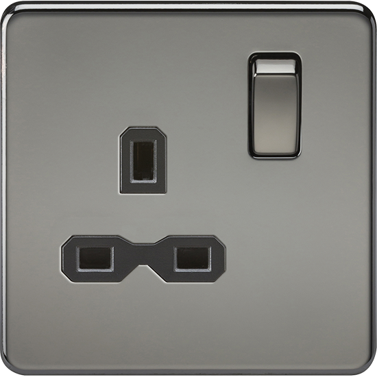 Picture of 13A 1 Gang Double Pole Switched Socket - Black Nickel with Black Insert