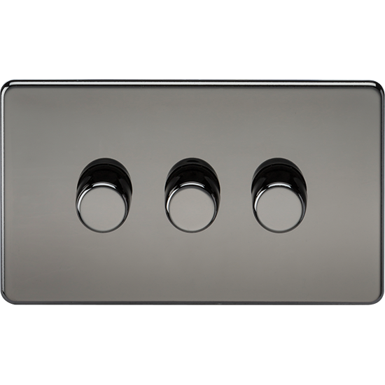 Knightsbridge 3G 2-way Dimmer Switch - 10-200W (5-150W LED), Antique Brass, Trailing/Leading Edge