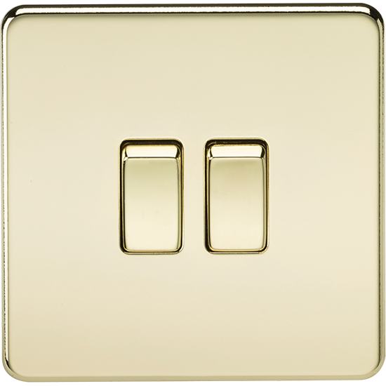 Picture of 10AX 2 Gang 2-Way Switch - Polished Brass 