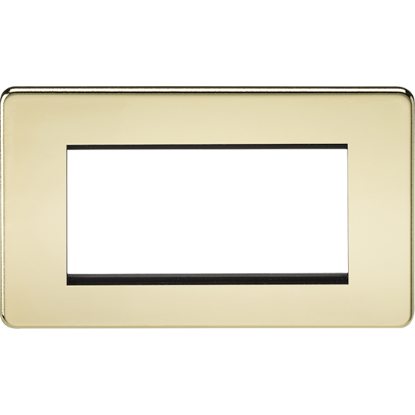 Picture of 4 Gang Modular Faceplate - Polished Brass