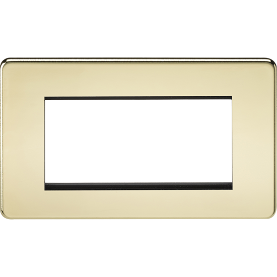 Picture of 4 Gang Modular Faceplate - Polished Brass