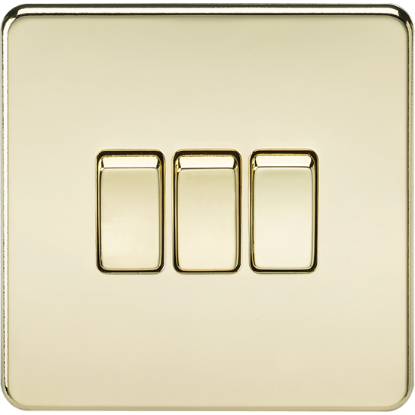 Picture of 10AX 3 Gang 2-Way Switch - Polished Brass 