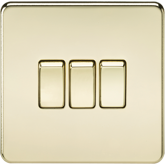 Picture of 10AX 3 Gang 2-Way Switch - Polished Brass 