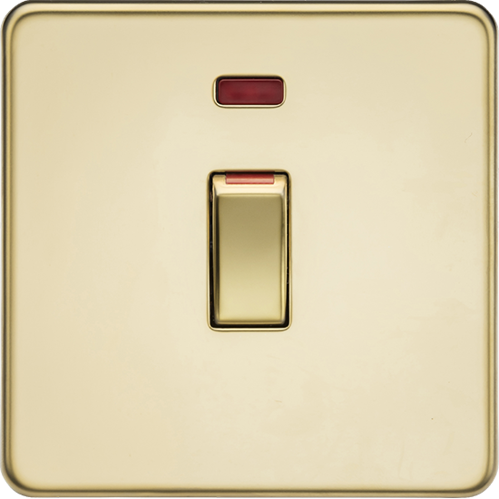 Picture of 45A Double Pole Switch with Neon (1 Gang Size) - Polished Brass 