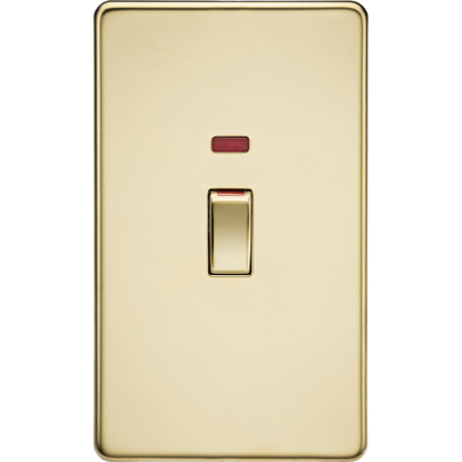 Picture of 45A Double Pole Switch with Neon (2 Gang Size) - Polished Brass 