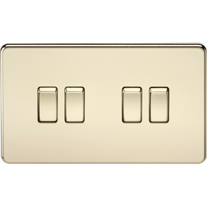 Picture of 10AX 4 Gang 2-Way Switch - Polished Brass 