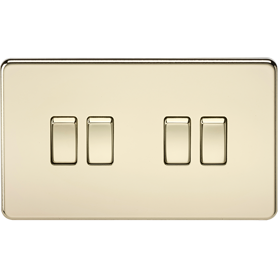 Picture of 10AX 4 Gang 2-Way Switch - Polished Brass 