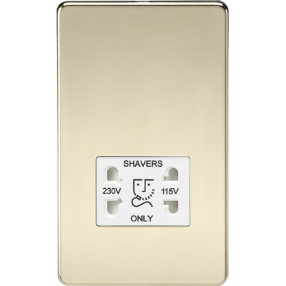 Picture of 115V/230V Dual Voltage Shaver Socket - Polished Brass with White Insert