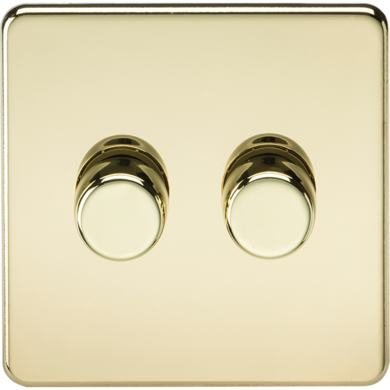 Picture of 2 Gang 2-way 10-200W (5-150W LED) Intelligent dimmer - Polished Brass