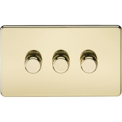 Picture of 3 Gang 2-Way 10-200W (5-150W LED) Intelligent Dimmer - Polished Brass