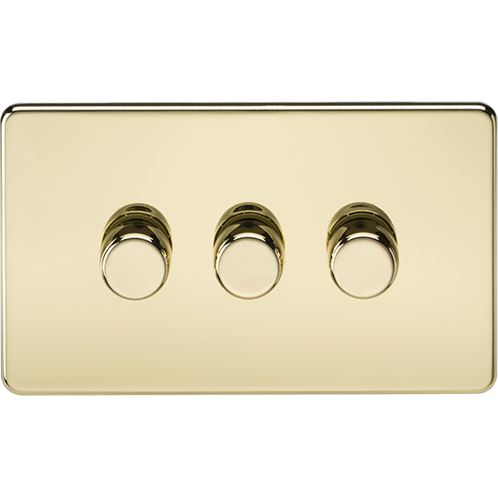 Picture of 3 Gang 2-Way 10-200W (5-150W LED) Intelligent Dimmer - Polished Brass