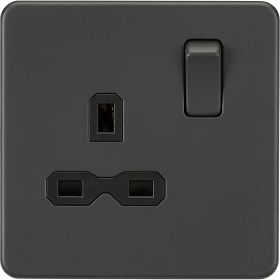 Picture of 13A 1 Gang Double Pole Switched Socket - Anthracite with Black Insert