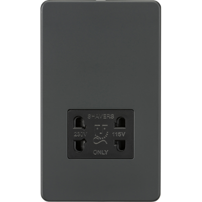 Picture of 115V/230V Dual Voltage Shaver Socket - Anthracite with Black Insert