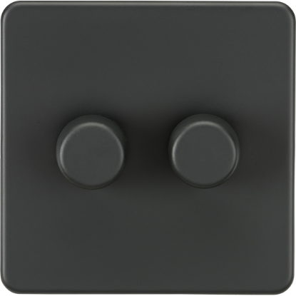 Picture of 2 Gang 2-Way 10-200W (5-150W LED) Intelligent dimmer - Anthracite