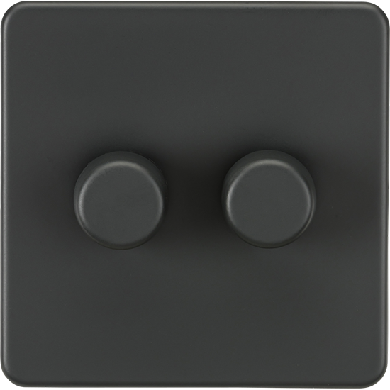 Picture of 2 Gang 2-Way 10-200W (5-150W LED) Intelligent dimmer - Anthracite