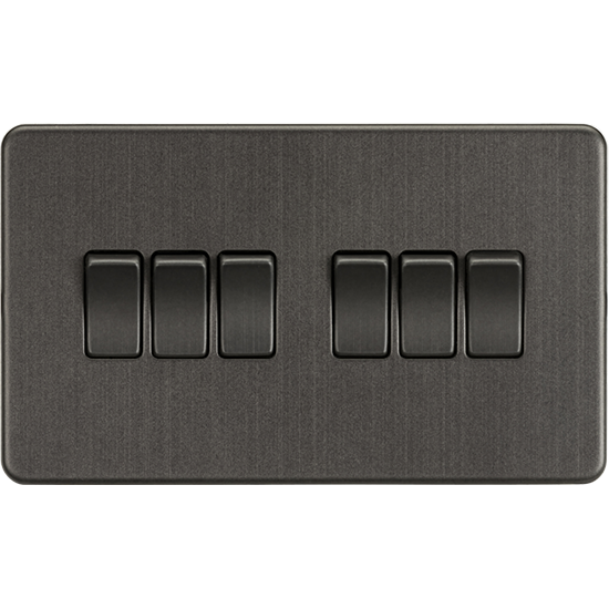 Picture of 10AX 6 Gang 2-way Switch - Smoked Bronze