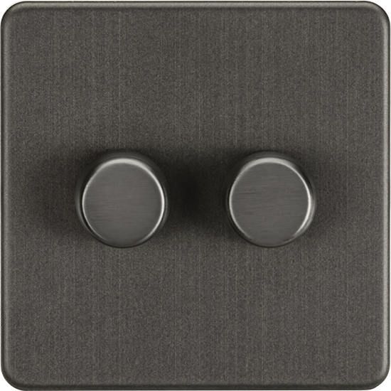 Picture of 2 Gang 2-way 10-200W (5-150W LED) Intelligent dimmer - Smoked Bronze