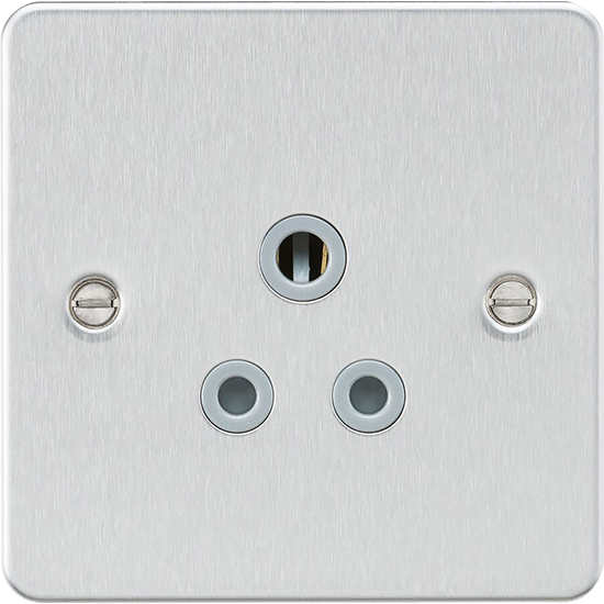 Picture of 5A Unswitched Socket - Brushed Chrome with Grey Insert