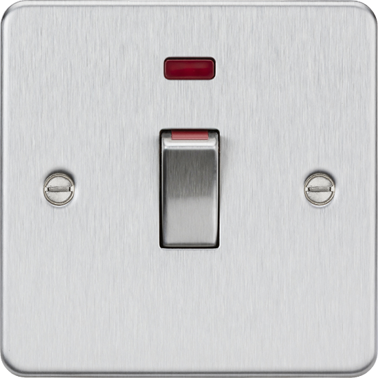 Picture of 45A Double Pole Switch with Neon (1 Gang Size) - Brushed Chrome