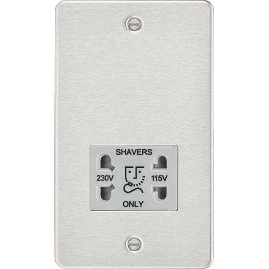 Picture of 115/230V Dual Voltage Shaver Socket - Brushed Chrome with Grey Insert