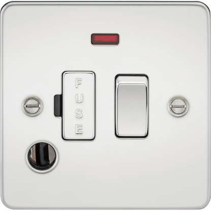 Picture of Flat Plate 13A Switched Fused Spur Unit with Neon and Flex Outlet - Polished Chrome