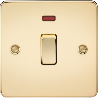 Picture of 20A 1 Gang Double Pole Switch with Neon - Polished Brass