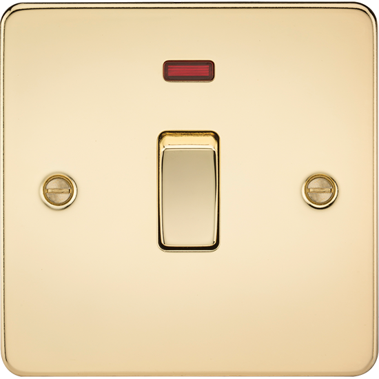 Picture of 20A 1 Gang Double Pole Switch with Neon - Polished Brass