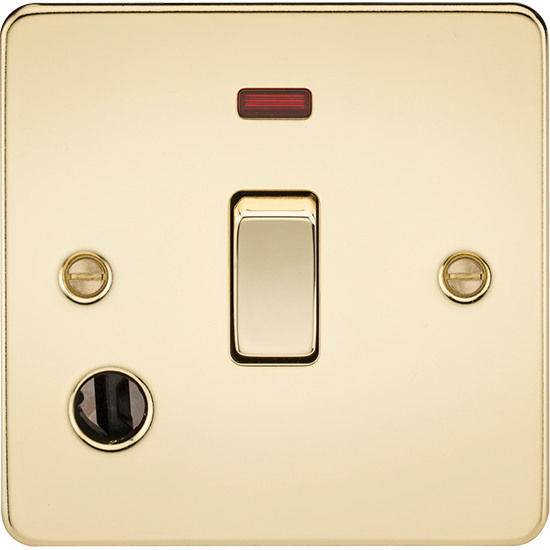 Picture of 20A 1 Gang Double Pole Switch with Neon & Flex Outlet - Polished Brass