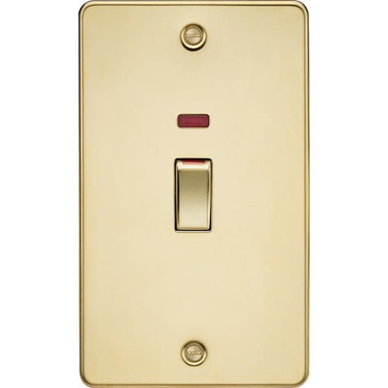 Picture of 45A Double Pole Switch with Neon (2 Gang Size) - Polished Brass