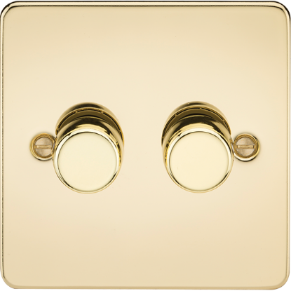 Picture of 2 Gang 2-Way 10-200W (5-150W LED) Intelligent Dimmer - Polished Brass