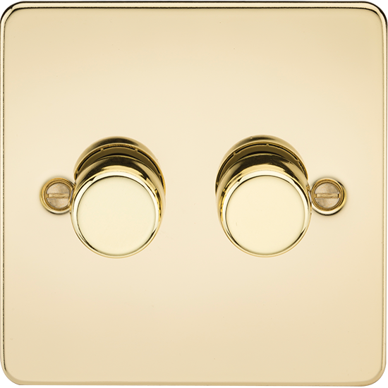 Picture of 2 Gang 2-Way 10-200W (5-150W LED) Intelligent Dimmer - Polished Brass