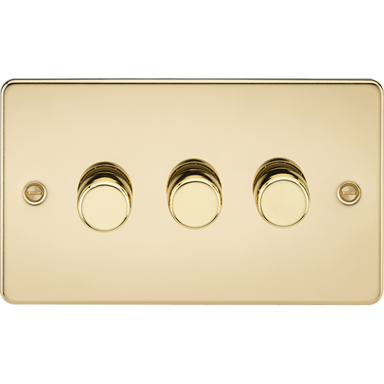 Picture of 3 Gang 2-Way 10-200W (5-150W LED) Intelligent Dimmer - Polished Brass