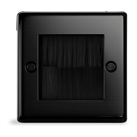 Picture of Black Brush 1 Gang Wall Outlet Entry Plate – Cable Management