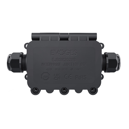 Picture of IP68 2-Way Waterproof Junction Box with M20 Glands & Terminal Block – Black
