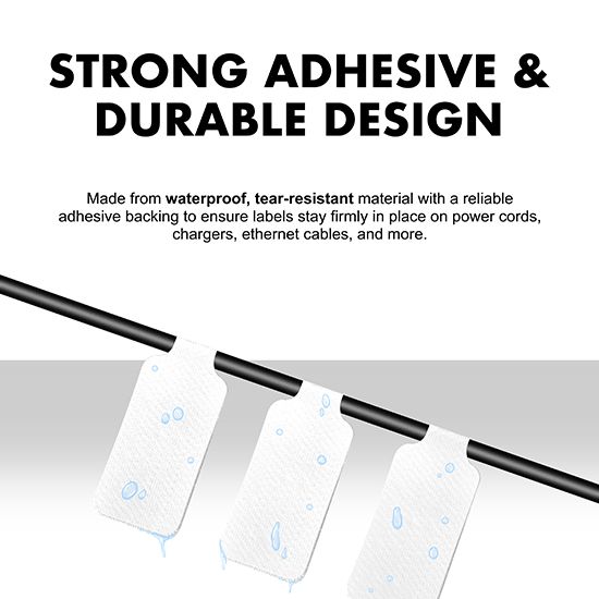 Picture of Hook-to-Hook Cable Tags (White) – 24 Durable Self-Adhesive Labels for Easy Cable Management