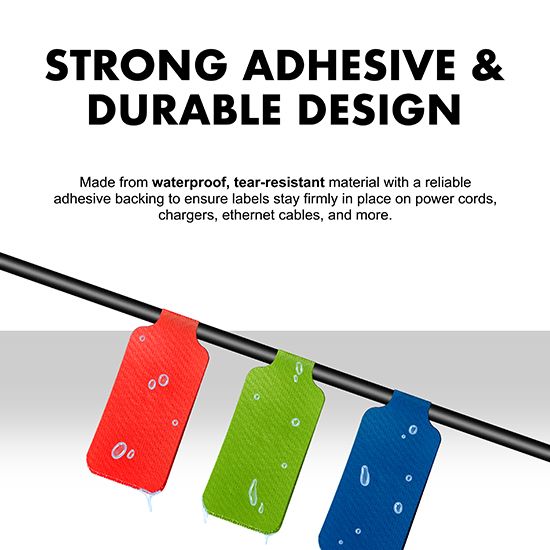 Picture of Hook-to-Hook Cable Tags (Mixed) – 24 Durable Self-Adhesive Labels for Easy Cable Management 
