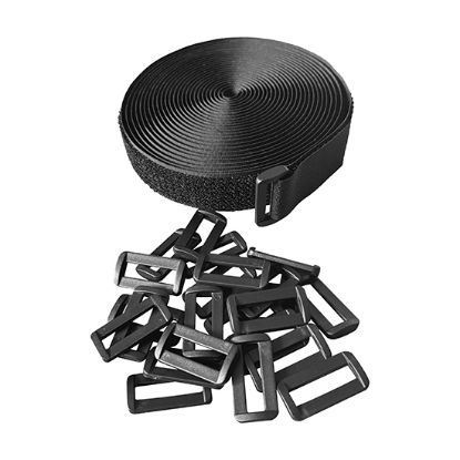 Picture of 5m x 20mm Hook & Loop Cable Tape – Self-Adhesive, Reusable, Heavy-Duty with 25 Buckles (Black) 
