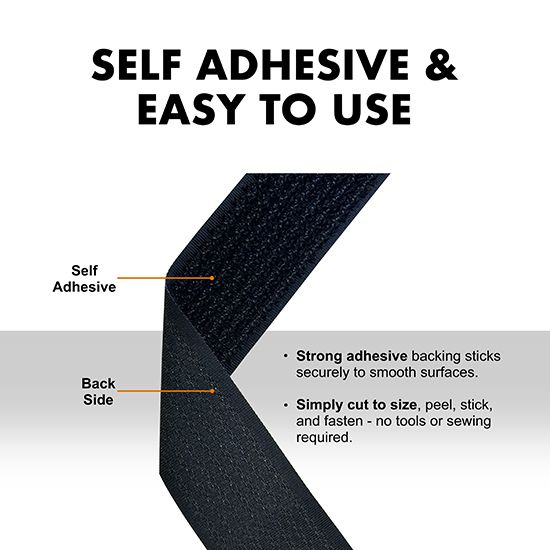 Picture of 5m x 20mm Hook & Loop Cable Tape – Self-Adhesive, Reusable, Heavy-Duty with 25 Buckles (Black) 