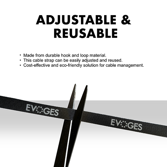 Picture of 20mm Black Cable Strap – Reusable, Adjustable Cable Tidy (1m)
