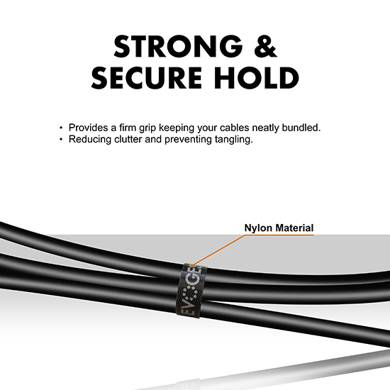 Picture of 20mm Black Cable Strap – Reusable, Adjustable Cable Tidy (1m)