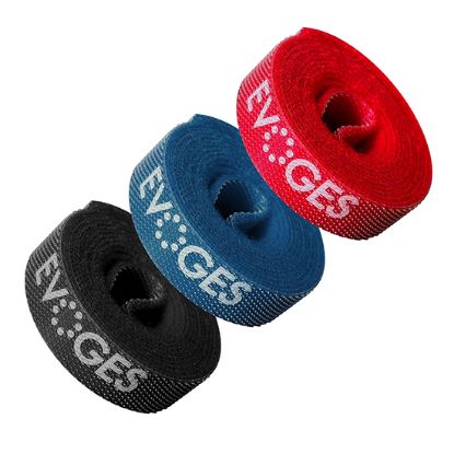 Picture of 1m x 10mm Cable Straps – Red, Black & Blue, Reusable Adjustable Cable Tidy, 3 Pack