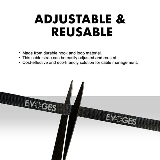 Picture of 1m x 10mm Cable Straps – Red, Black & Blue, Reusable Adjustable Cable Tidy, 3 Pack
