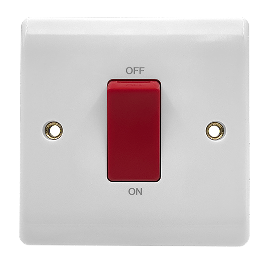 Picture of Vector 1 Gang 45A Double Pole Switch Single Plate White